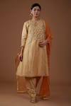 Buy Preeti S Kapoor Beige Silk, Organza Pearls, Sequins, Gota Embroidered A-line Kurta Salwar Set at Aza Fashions Buy_Preeti S Kapoor_Beige Silk, Organza Pearls, Sequins, Gota Embroidered A-line Kurta Salwar Set _at_Aza_Fashions