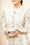 Studio Bagechaa_Beige Fine Silk Printed Digital Mandarin Kurta Pant Set _Online_at_Aza_Fashions