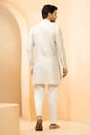 Shop_Studio Bagechaa_Grey Chanderi Embroidery Floral Placement Kurta With Pyjama Pant _at_Aza_Fashions