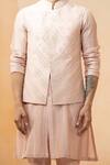 Studio Bagechaa_Pink Chanderi Embroidery Bundi Kurta Set _Online_at_Aza_Fashions