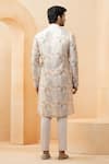 Shop_Studio Bagechaa_Ivory Chanderi, Silk Sequins, Embroidery Floral Print Bundi Kurta Set _at_Aza_Fashions