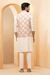 Shop_Studio Bagechaa_Ivory Chanderi, Silk Sequins Floral Mughal Print Bundi Kurta Set _at_Aza_Fashions