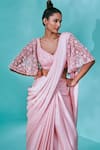 Shop_Nayantaara_Pink Saree Satin Georgette Hand Embroidered Sequin And Bead Love Potion Set _at_Aza_Fashions