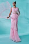 Buy_Nayantaara_Pink Saree Soft Net Hand Embroidered Aari Work Floret Pre-draped With Blouse _Online_at_Aza_Fashions