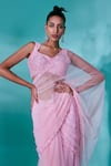 Shop_Nayantaara_Pink Saree Soft Net Hand Embroidered Aari Work Floret Pre-draped With Blouse _Online_at_Aza_Fashions