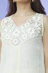 Shruti Sancheti_Ivory Cotton Embroidery Cut-work V Neck Yoke Tunic  _at_Aza_Fashions