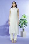 Shruti Sancheti_Ivory Cotton Self Print Floral Textured Tunic  _Online_at_Aza_Fashions