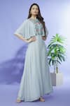 Shop_Shruti Sancheti_Grey Cotton Hand Embroidered Floral Round Gown  _Online_at_Aza_Fashions