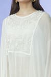 Shruti Sancheti_White Chiffon Hand Embroidered Floral Round Yoke Kaftan  _at_Aza_Fashions