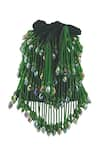 Buy_Aloha by PS_Green Crystal And Beads Tassels Krystle Velvet Mini Potli Bag _at_Aza_Fashions