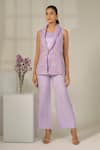 Buy_Nayantara Couture_Purple Blazer Nylon Organza Embroidered Cut Dana And Mia Pant Set _at_Aza_Fashions