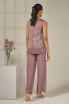 Nayantara Couture_Purple Top Viscose Satin Organza Embroidered Nico Floral And Pant Set _Online_at_Aza_Fashions
