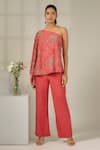 Buy_Nayantara Couture_Pink Viscose Crepe Embroidered Sequin And Cut Sofia Top & Pant Set _at_Aza_Fashions