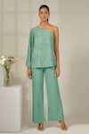 Buy_Nayantara Couture_Green Viscose Crepe Embroidered Sequin And Cut Sofia Top & Pant Set _at_Aza_Fashions