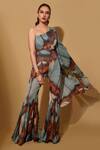 Buy_Nikita Mhaisalkar_Blue Pure Georgette Printed Butterfly One And Embroidered Jumpsuit _at_Aza_Fashions