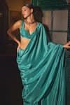 Buy_Ekaya_Blue Habutai Silk Handwoven Saree With Unstitched Blouse Fabric_at_Aza_Fashions