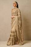 Buy_Tarun Tahiliani_Gold Saree And Blouse Tulle Embroidery Gota Patti Square Neck With _Online_at_Aza_Fashions