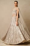 Buy_Tarun Tahiliani_Off White Tulle Embellished Sequins Sweetheart Art Deco Lehenga Set _Online_at_Aza_Fashions