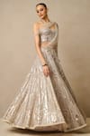 Shop_Tarun Tahiliani_Off White Tulle Embellished Sequins Sweetheart Art Deco Lehenga Set _Online_at_Aza_Fashions