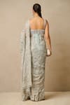 Shop_Tarun Tahiliani_Blue Blouse  Tulle Embellished Sequins Scoop Art Deco Saree With Sleeveless _at_Aza_Fashions