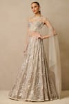 Buy_Tarun Tahiliani_Off White Tulle Embellished Sequins Sweetheart Art Deco Lehenga Set _at_Aza_Fashions