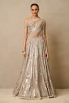 Tarun Tahiliani_Off White Tulle Embellished Sequins Sweetheart Art Deco Lehenga Set _at_Aza_Fashions