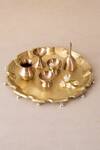 Buy_The Decor Remedy_Gold Pure Brass Ghunghroo Pooja Thali Of 6_at_Aza_Fashions
