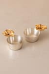 Shop_The Decor Remedy_Silver Pure Brass Blossom Pooja Thali Of 5 _Online_at_Aza_Fashions
