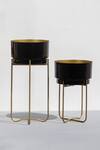 Shop_The Decor Remedy_Black Iron Enamel Planter With Stand Set Of 2_at_Aza_Fashions