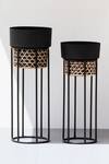 Shop The Decor Remedy Black Iron Handwork Cane Planters With Texture Set Of 2 at Aza Fashions Shop_The Decor Remedy_Black Iron Handwork Cane Planters With Texture Set Of 2_at_Aza_Fashions