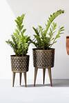 Buy_The Decor Remedy_Black Iron Polka Dot Hammered Planters Set Of 2_at_Aza_Fashions