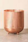 Shop_The Decor Remedy_Gold Pure Brass With Copper Plating Ripple Cut Planter_at_Aza_Fashions