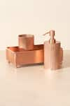 Shop_The Decor Remedy_Pink Brass With Matt Copper Plating Ripple Cut Bathroom Of 3 _at_Aza_Fashions