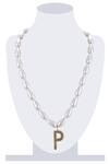 Shop_Raya By Vijeta R_Gold Plated Pearl P - Initial Pendant Necklace_at_Aza_Fashions