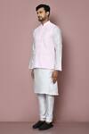 Buy_Arihant Rai Sinha_Pink Bundi Silk Embroidered Thread Sleeveless Pyjama Set 