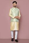 Buy_Arihant Rai Sinha_Green Bundi Jacquard Woven Vintage Pattern Kurta Set _at_Aza_Fashions