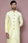 Buy_Arihant Rai Sinha_Yellow Kurta Jacquard Woven Stripe And Vintage Pattern Set 