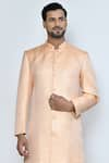 Buy_Arihant Rai Sinha_Cream Dupion Silk Embroidered Resham Work And Quilted Checkered Sherwani Set 