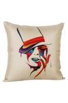 H2H_Brown Cotton Satin Printed Face Cushion Cover Single Pc_Online_at_Aza_Fashions