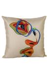 H2H_Brown Cotton Satin Printed Face Cushion Cover Single Pc_Online_at_Aza_Fashions