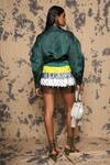 Shop_Rara Avis_Green Linen Satin Embroidered Shirt Collar Dancing Leopard_at_Aza_Fashions