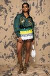 Shop_Rara Avis_Green Linen Satin Embroidered Shirt Collar Dancing Leopard_Online_at_Aza_Fashions