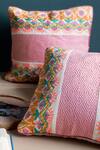 Buy_Logam_Multi Color Aluminium Embroidery Wildflower Cushion Cover With Filler_at_Aza_Fashions