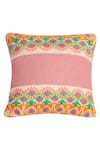 Logam_Multi Color Aluminium Embroidery Wildflower Cushion Cover With Filler_Online_at_Aza_Fashions