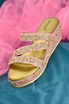Shop_Around Always_Pink Embroidered Asma Zardozi Wedges_at_Aza_Fashions