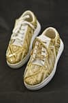 Buy_AROUND ALWAYS_Gold Embroidered Pharaoh Blingy Zardozi Sneakers _at_Aza_Fashions