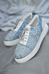 Buy_AROUND ALWAYS_Blue Embroidered Yuki Sneakers _at_Aza_Fashions