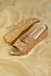 Around Always_Yellow Embroidery Zubeida Zardozi Wedges _Online_at_Aza_Fashions