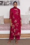 Buy_Vaayu_Cotton Muslin Floral Print Embroidered Kurta Pant Set_at_Aza_Fashions