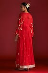 Shop_Masaba_Red Kaftan Georgette Gota Work Square Neck Paan Patti Motif Embroidered_at_Aza_Fashions